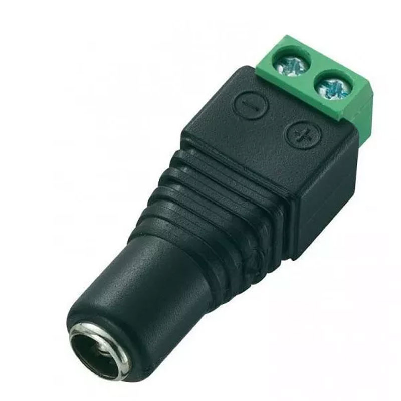 Connecteur d'alimentation Female (DC F) 2.1 x 5.5 mm à visser connecteur  d'alimenter une caméra de vidéosurveillance.