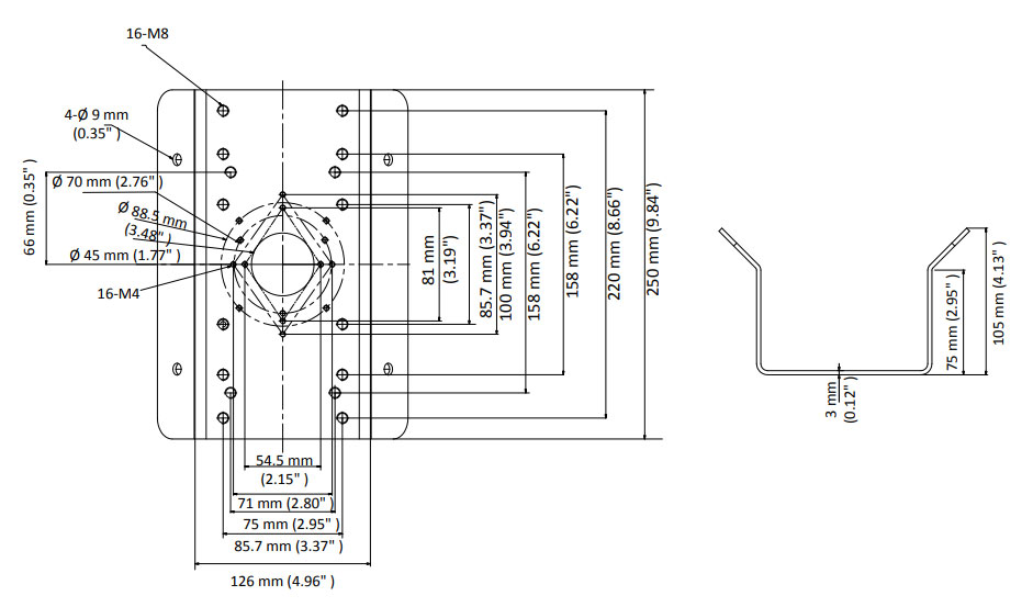 Schéma support angle DS-1276ZJ-SUS